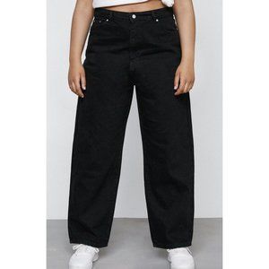 Nasty Gal Black Barrel Straight Leg Jeans